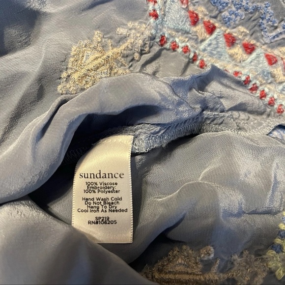 SUNDANCE viscose DUSKY BLUE EMBROIDERY shift dress sz Medium - Picture 8 of 8